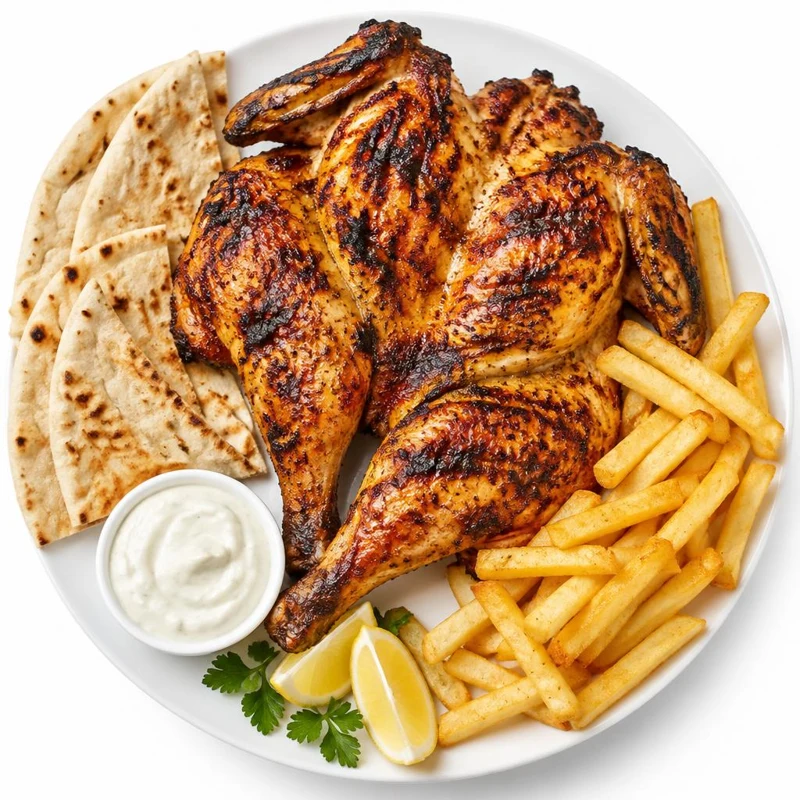دجاجة كاملة مشوية على الفحم